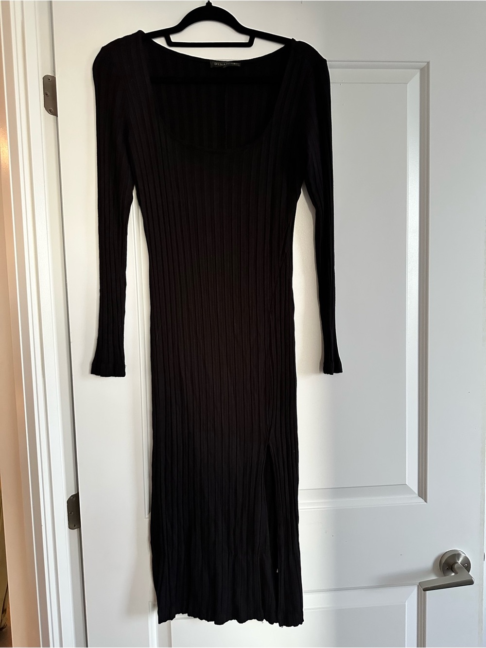 Dynamite Black Long-Sleeve Ribbed Maxi Dress